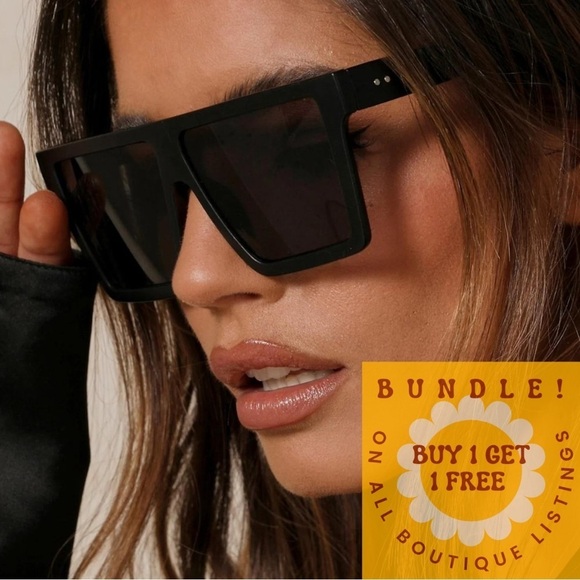 BOGO! The Janelle Oversized Womens flat Sunglasses & case - Boutique NEW - Picture 6 of 7